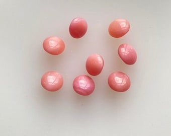 Vintage German Glass-- 1/3" Dainty Pink Buttons (8)