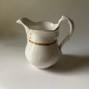 Antique Porcelain Pitcher 6.5&quot; gold decorated 1800s