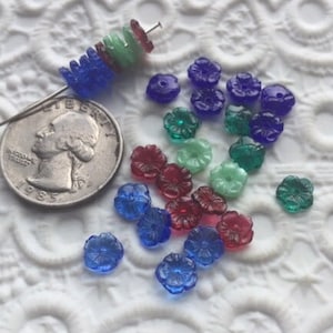 Vintage Czechoslovakian Glass Flowers-- 7 mm Beadcaps (12)