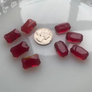 Vintage Czech Glass Focal Beads-- 20 mm Ruby Red Rectangles (4)