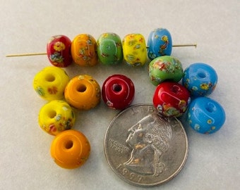 Vintage Japanese Glass Beads -- plump 11 mm rondelles (4)