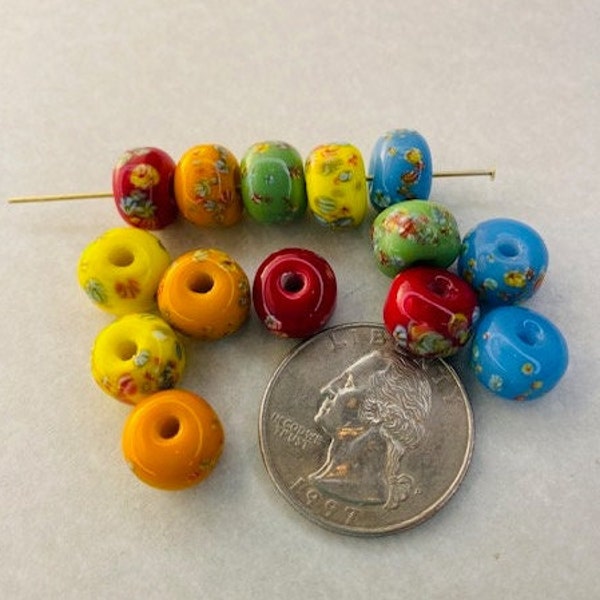 Vintage Japanese Glass Beads -- plump 11 mm rondelles (4)