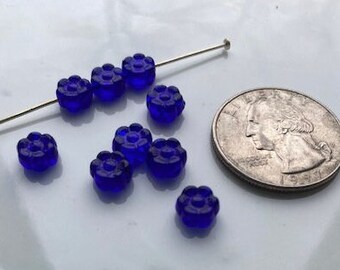 Modern Czech Glass 6 mm Flowers -- Cobalt Blue (20)