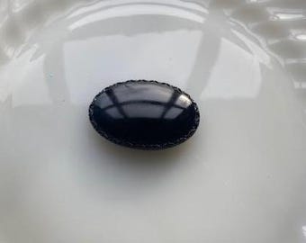 Vintage Czech Glass Brooch -- Simple Black Oval