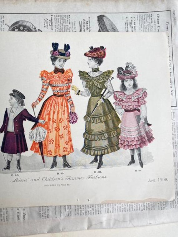 Late Victorian Delineator Fashion Plate Illustration 1890s "misses' and  Childrens' Summer Fashions" Girls' Dresses June 1898 #29 - Etsy