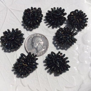 Vintage Seed Bead Clusters, 2 styles -- 18 to 24 mm -- Black AB finish (4)