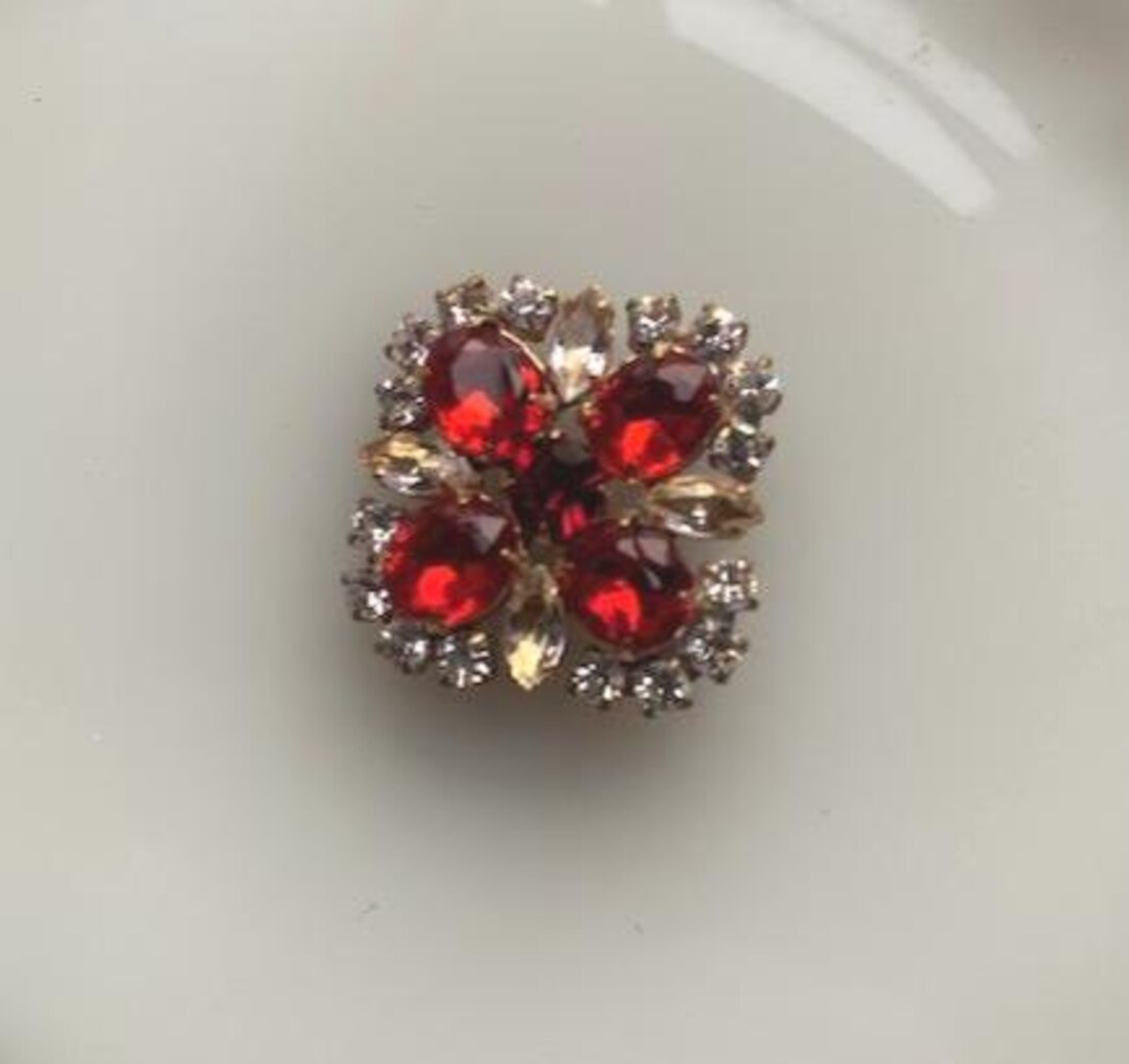 Vintage Czech Rhinestone Button -- 1.35