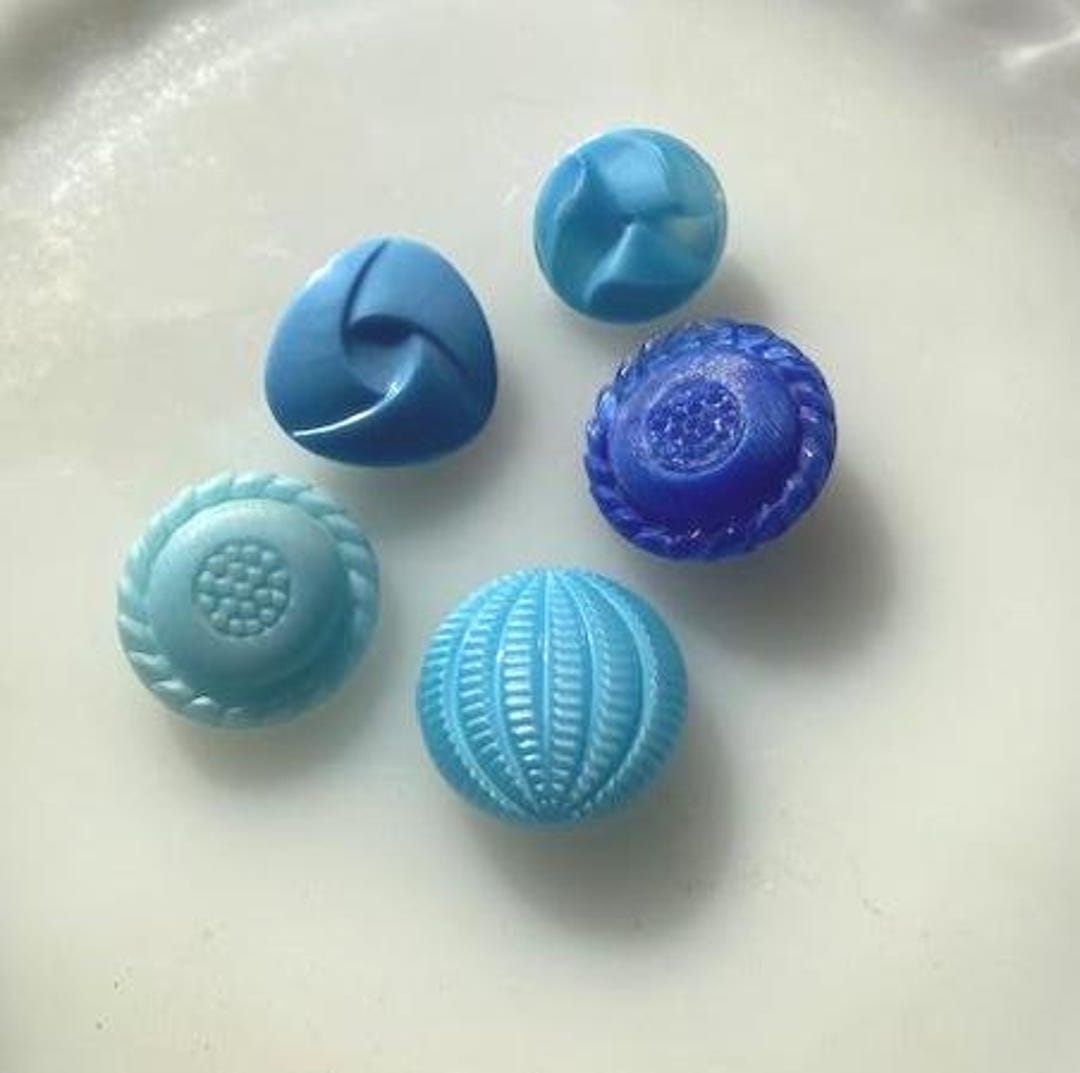 ミックス ヴィンテージ チェコ ガラス BLUE BUTTON コレクション
