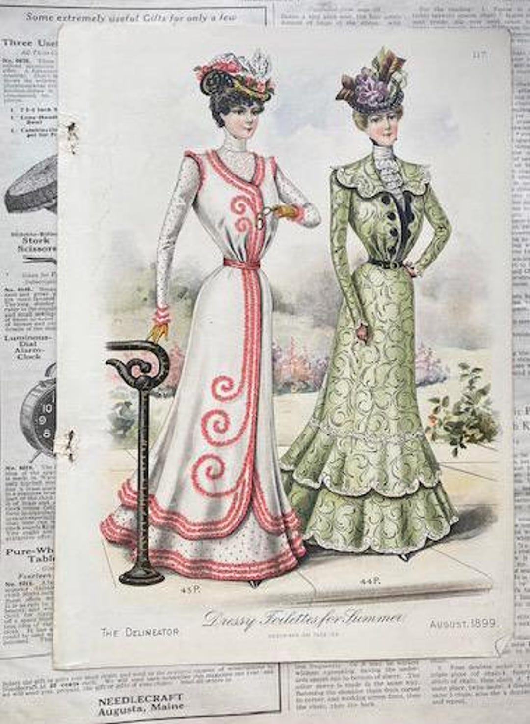 後期ビクトリア朝デリネーターファッションプレートイラスト 1890 年代