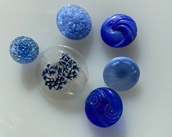 Collection vintage de boutons en verre -- Boutons bleus -- Lot 9