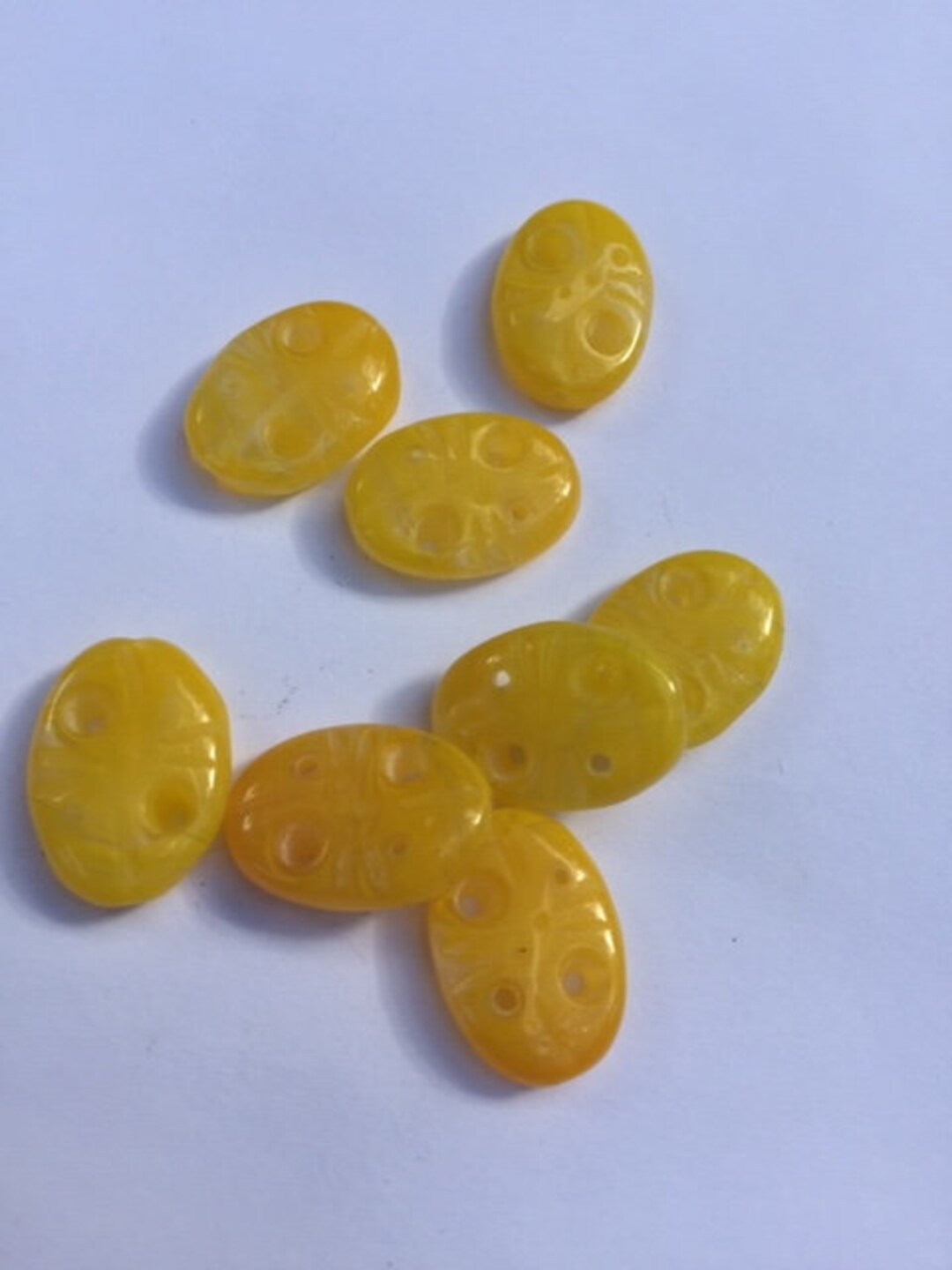Vintage German Glass Beads Yellow Ovals 15 by 20 Mm 4 Etsy