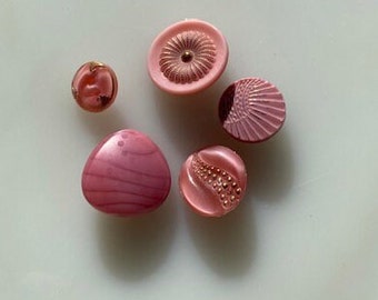 Vintage Glass Button Collection-- Pink Moonglows --  Lot G