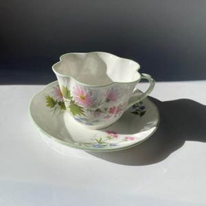 Vintage Crown Staffordshire teacup WILD FLOWERS made in England