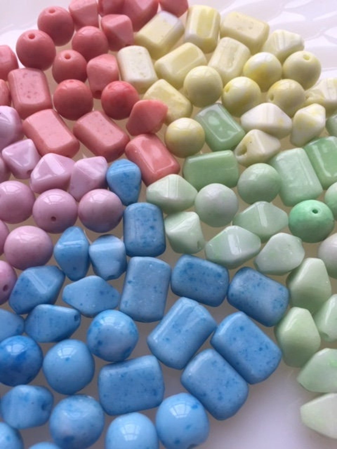 Vintage German Glass Beads Big, Bold Beads in Pastel Shades 6 Etsy