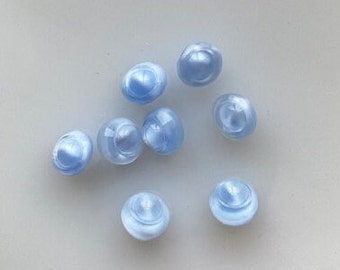 Vintage German Buttons -- 7/16" Dainty Powder Blue Moonglows (8)