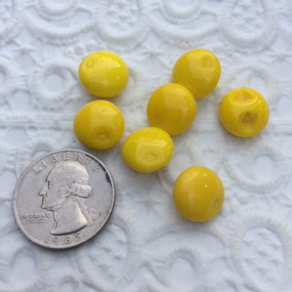 Vintage Czech Buttons -- 1/2" Plump Yellow Fruit (6)