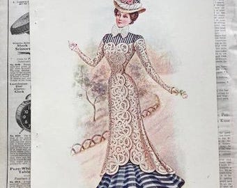 後期ビクトリア朝デリネーターファッションプレートイラスト 1890 年代