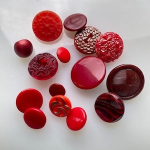Mixed Vintage Czech Glass Buttons -- Shades of Red --  Lot 26