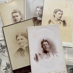 Instant Ancestors -- Vintage Cabinet Cards -- Donne (5 carte) -- lotto 9