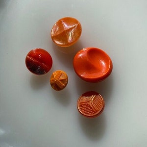Vintage Glass Button Collection-- Vibrant Orange Buttons --  Lot N