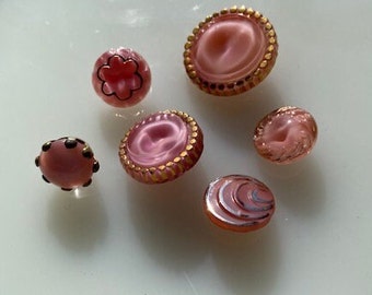 Vintage Glass Button Collection-- Pink Moonglows --  Lot D