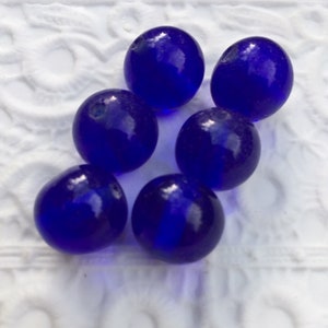 Vintage Japanese Glass Beads -- 14 mm rounds -- Cobalt Blue (6)