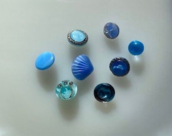 Vintage Glass Button Collection-- Blue Moonglows --  Lot E