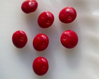 Vintage Czech Buttons -- 1/2&quot; Red Apples (7)