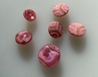 Vintage Glass Button Collection-- Pink Moonglows --  Lot A