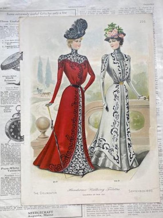 Late Victorian Delineator Fashion Plate Illustration 1890s "handsome  Walking Toilettes" Ladies' Dresses September 1899 #235 - Etsy