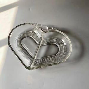 Vintage Duncan and Miller TEARDROP Divided Heart Dish midcentury glassware