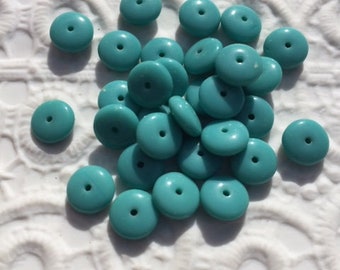Cuentas de lentejas de vidrio japonesas vintage - Azul turquesa - 8 mm (30)