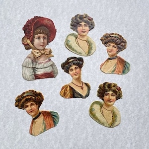 Vintage colorful Victorian Edwardian die cut Ladies Girls Women (lot of 6)