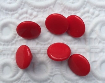 Vintage Czech Buttons -- 1/2&quot; Bright Red Simple Discs (6)