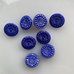 ミックス ヴィンテージ チェコ ガラス BLUE BUTTON コレクション