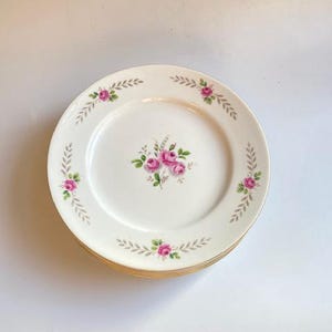 5 vintage Eschenbach BARONET CHINA Pink Rose Le Bouquet 8&quot; plates 1960s  Bavaria Germany