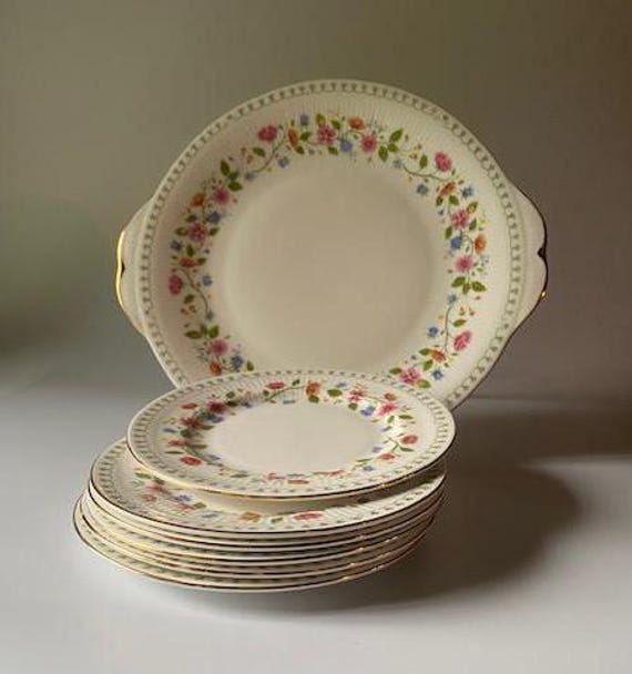 Vintage PARAGON ANASTASIA English China Dessert Set Cakeplate & 6