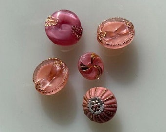 Collezione di bottoni vintage in vetro -- Moonglows rosa -- Lotto M