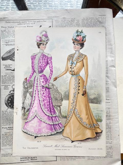 後期ビクトリア朝デリネーターファッションプレートイラスト 1890 年代