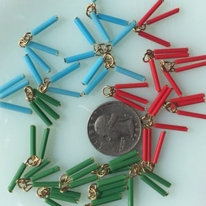 Vintage Japanese Tassels -- 22 mm Glass & Brass Dangles (8)