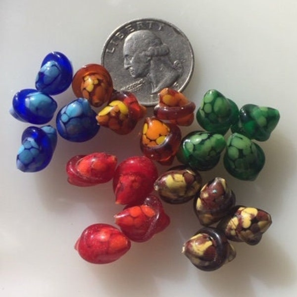 Vintage Japanese Lampwork Glass Beads -- 12 mm Speckles and Rings (4)