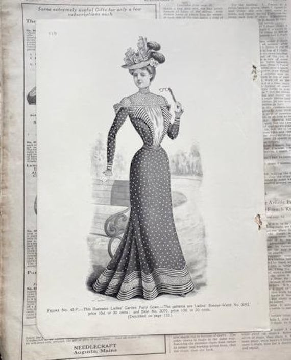 後期ビクトリア朝デリネーターファッションプレートイラスト 1890 年代