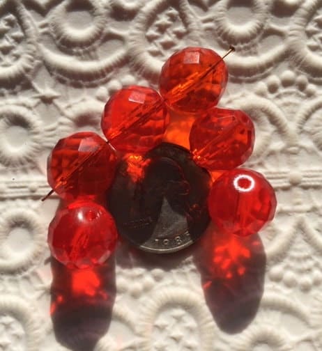 アンティーク加工トランプ　13枚 Vintage Czech Glass 13 Mm Vibrant Orange Faceted Rounds (6
