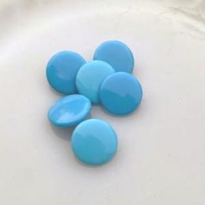 Botões de vidro tchecos vintage – círculos azuis simples de 3/4&quot; (6)