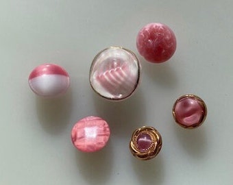 Colección de botones de cristal vintage -- Resplandor de luna rosa -- Lote S