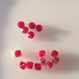 Vintage Austrian crystals - RED AB Mix-- 6mm aspirins and bicones (14)