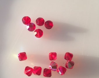 cristaux autrichiens vintage - RED AB Mix-- aspirines et toupies 6mm (14)