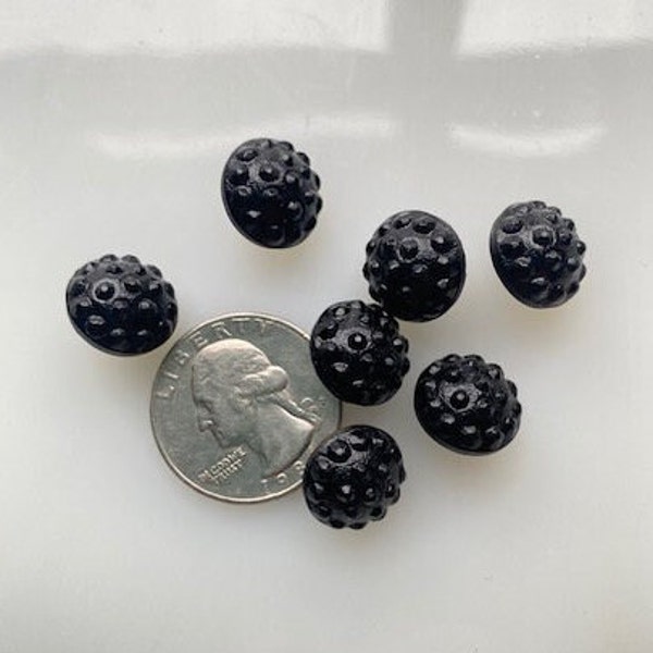 Vintage Czech Buttons -- 1/2" Little Black Berries (7)