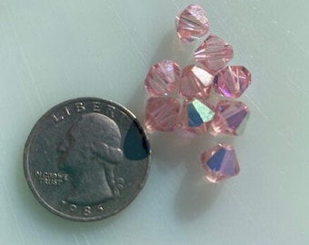 Vintage Austrian crystals  Pale Pink AB 8 mm bicones (9)