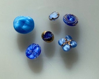 Colección de botones de cristal vintage -- Brillos de luna azules -- Lote Y